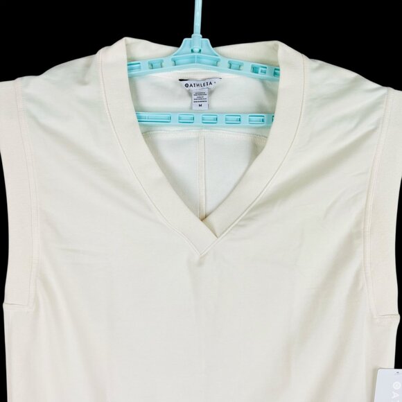 Athleta Women's Retroterry V-Neck Breathable Cream Vest Sweatshirt Sz Medium NWT - Picture 3 of 11